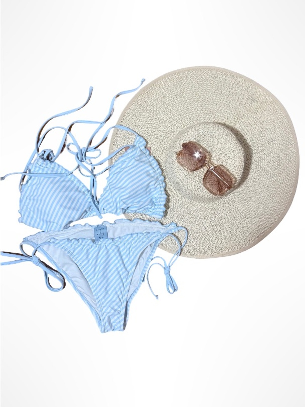 Shade & Shore Light Blue Striped Tie Bikini